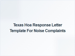 Texas Hoa Noise Complaint Response Template