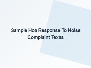 Sample Hoa Response to Noise Complaint Texas