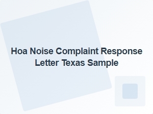 Hoa Noise Complaint Response Letter Texas Sample