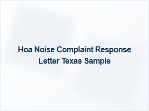 Hoa Noise Complaint Response Letter Sample Texas