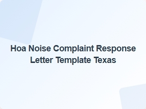 Hoa Noise Complaint Response Letter Template Texas