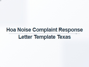 Hoa Noise Complaint Response Letter Template Texas