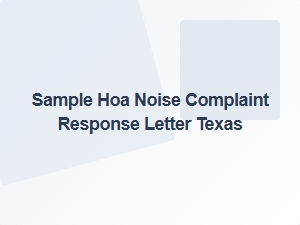 Sample Hoa Noise Complaint Response Letter Texas Template