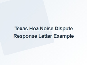 Texas Hoa Noise Dispute Response Letter Template