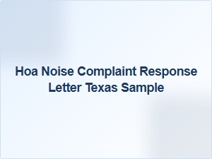Noise Complaint Response Letter Sample Texas Steps